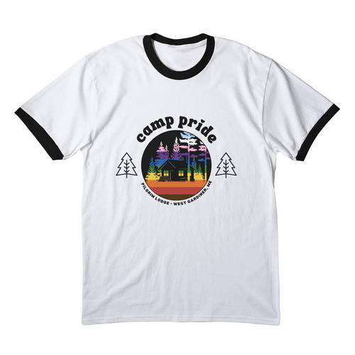 Camp Pride Counselors 2026, a White/ Jet Black Cotton Ringer Tee