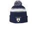 Beanies, a True Navy/ White Printed Stripe Pom-Pom Beanie