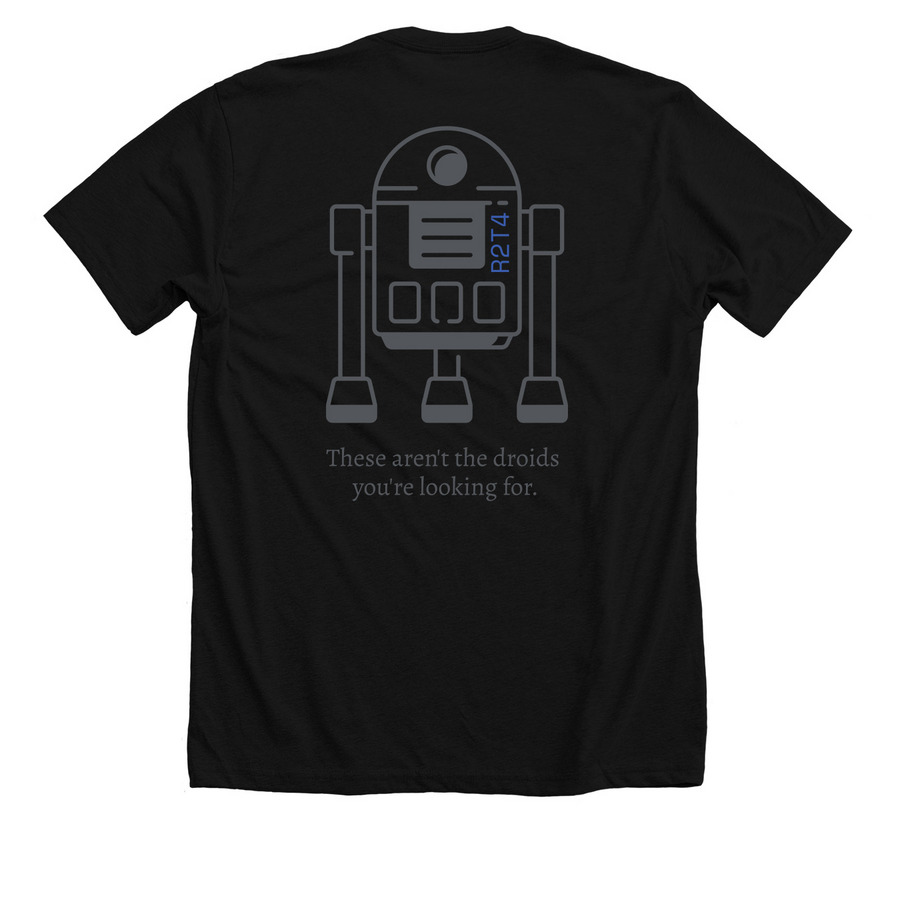 R2T4 Droid, a Solid Black Blend Premium Unisex Tee (back-view)
