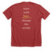 Change the world with love, a Heather Canvas Red Premium Unisex Tee (back-view)