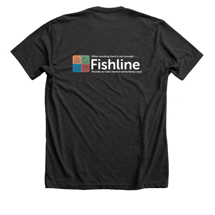 Shirts with White Logo, a Dark Grey Heather Premium Unisex Tee (back-view)