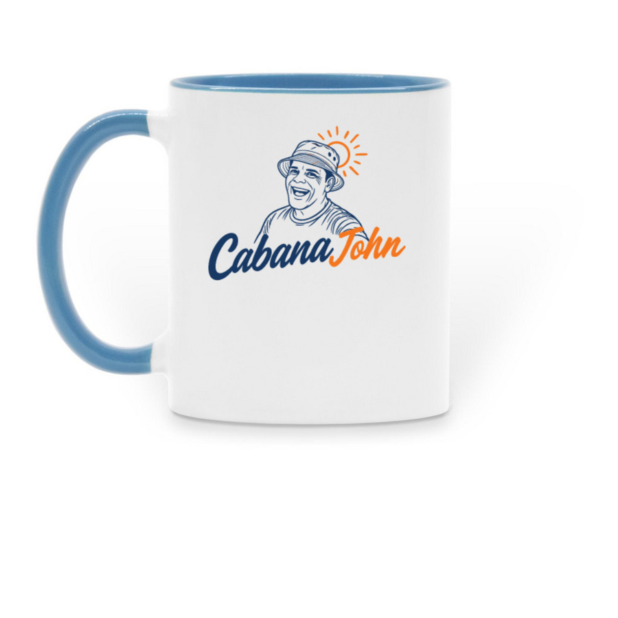 Get your CJ Mugs!, a Light Blue Two-Tone Ceramic Mug (back-view)
