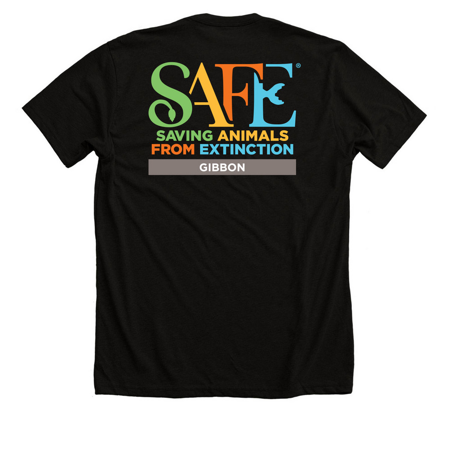 SAFE Gibbon Watercolor, a Solid Black Blend Premium Unisex Tee (back-view)