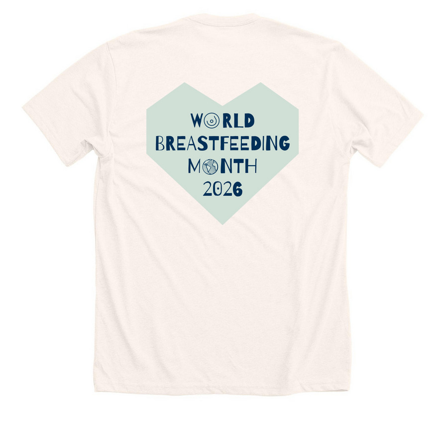 ANMC World Breastfeeding Month, a Heather Natural Premium Unisex Tee (back-view)