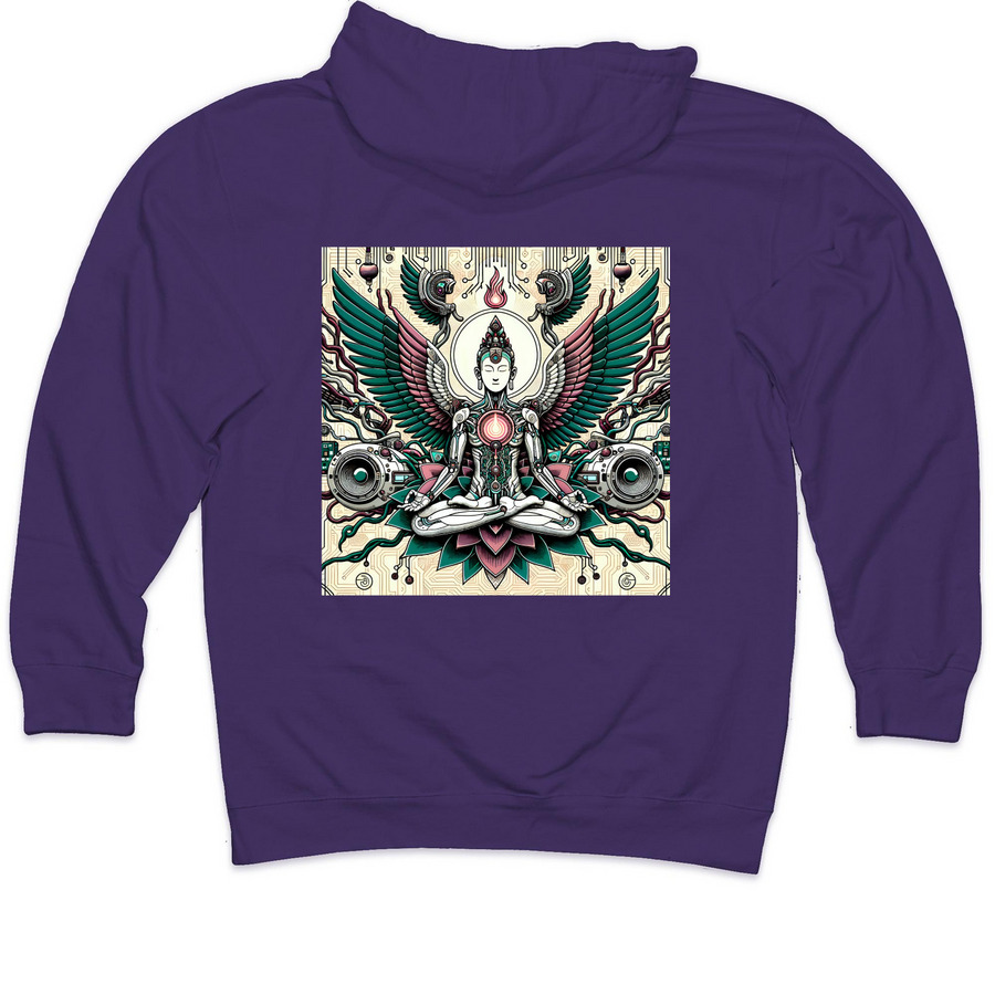 TechnoDruid Resonance, a Purple Midweight Pullover Hoodie (back-view)