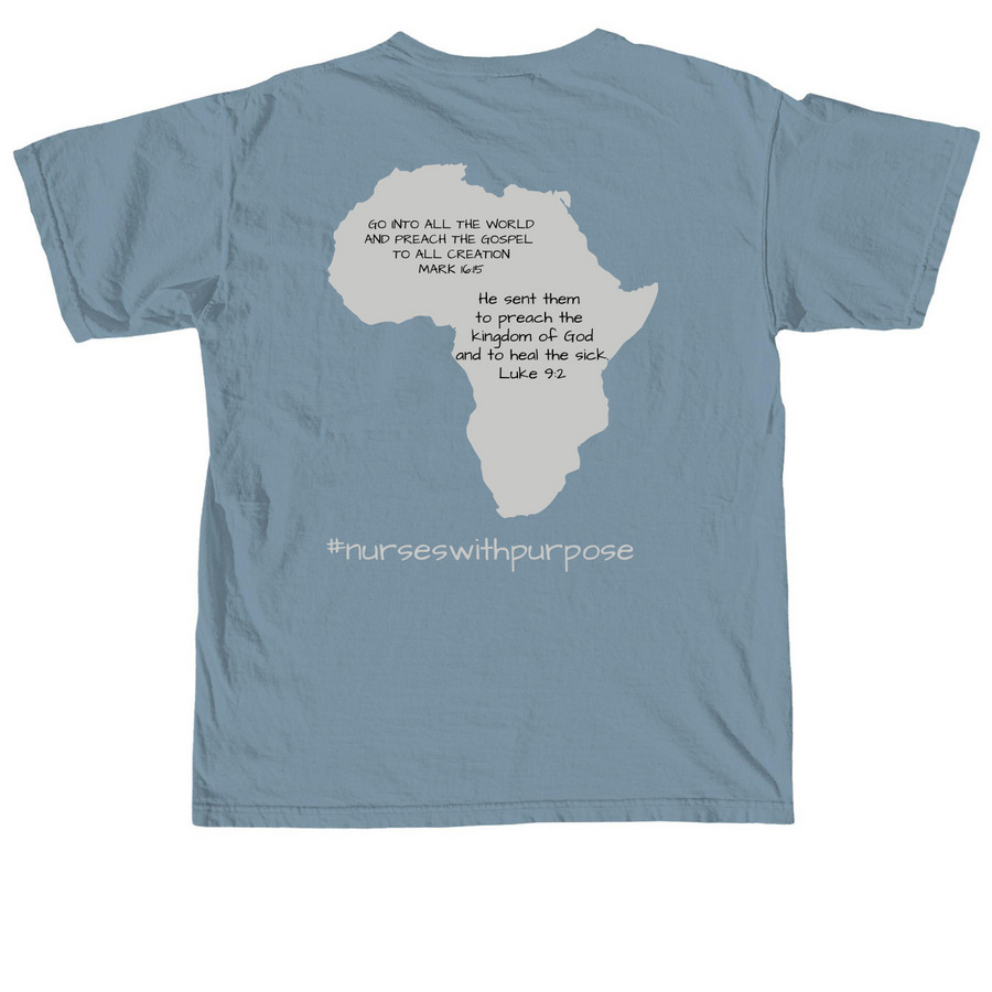 Medical Mission to Kenya, a Ice Blue Comfort Colors Unisex Tee (back-view)