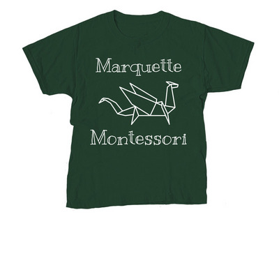 Youth, Origami Dragon, Greens & Yellows, a Forest Green Youth Unisex Tee