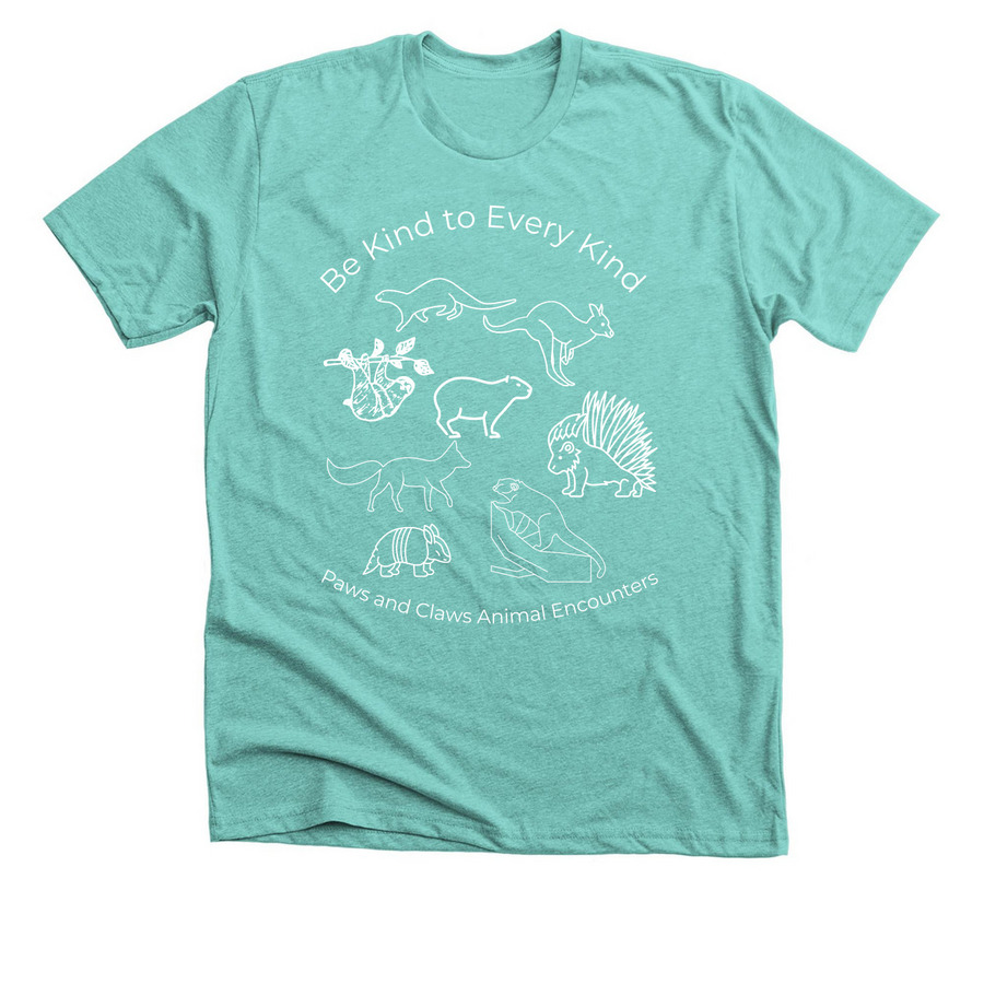 Be Kind to Every Kind, a Heather Sea Green Premium Unisex Tee