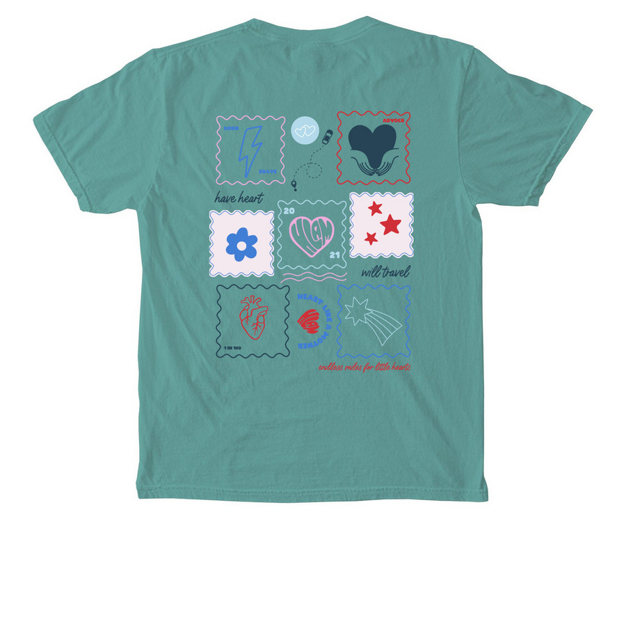 Have Heart, Will Travel Tee, a Seafoam Comfort Colors Pocket Tee (back-view)