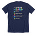 I Teach with HEART, a Solid Navy Blend Premium Unisex Tee (back-view)