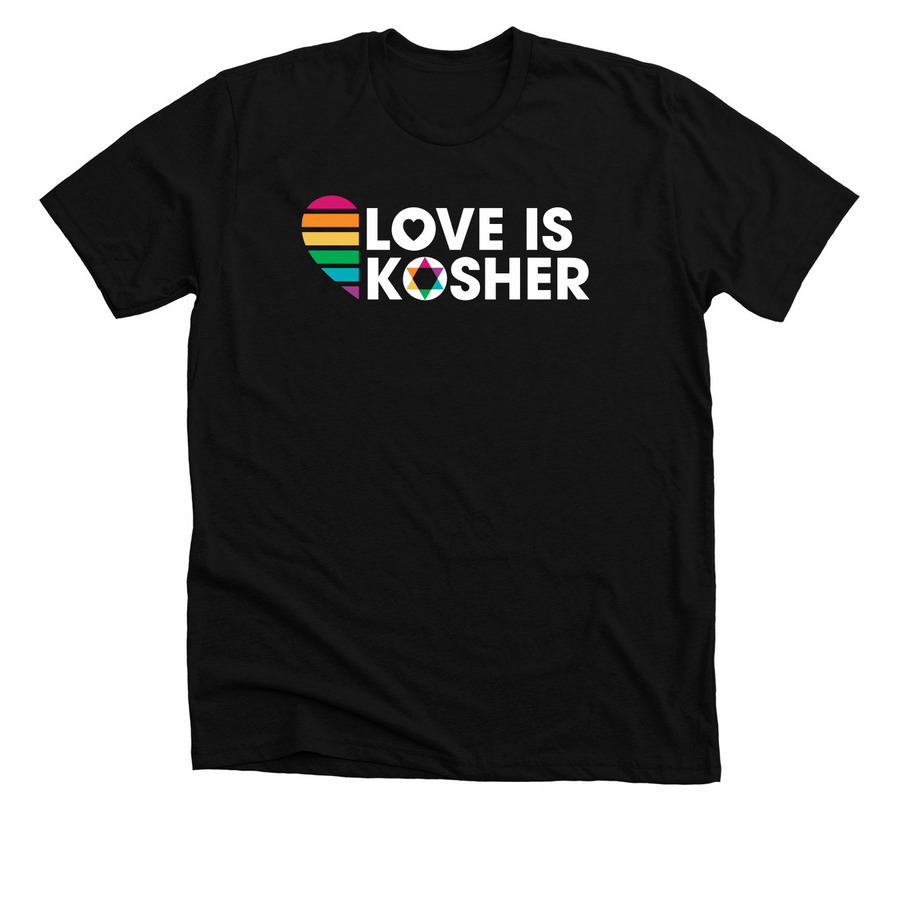 LOVE IS KOSHER, a Solid Black Blend Premium Unisex Tee
