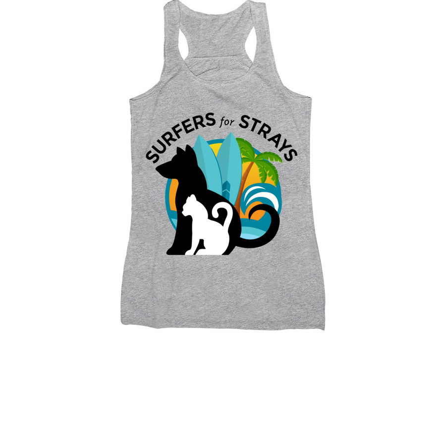 Surfers for Strays | Tops, a Athletic Heather Women's Racerback