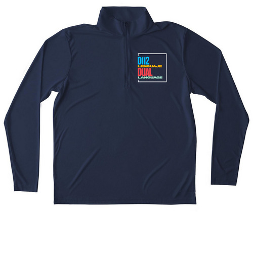 D112 Lenguaje Dual Language Performance&nbsp;, a True Navy Unisex Performance Quarter Zip Pullover