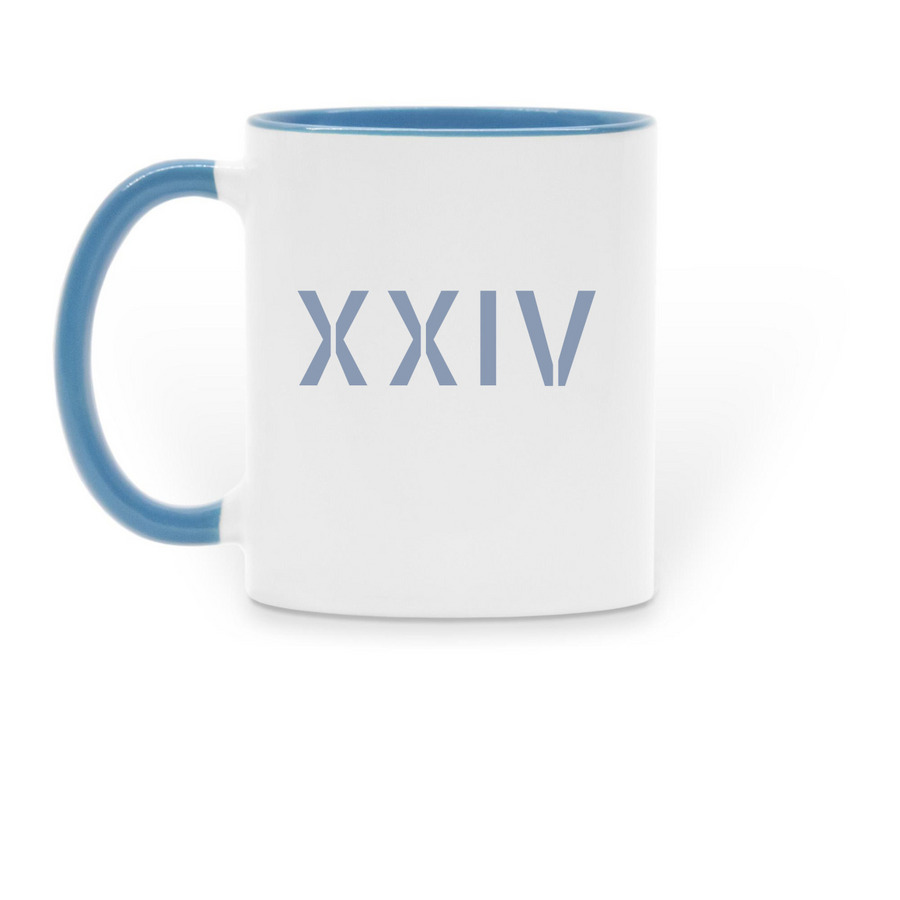 Wolf Mug, a Light Blue Two-Tone Ceramic Mug (back-view)