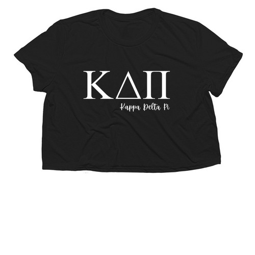 Kappa Delta Pi - Greek Letters Cropped, a Black Women?s Flowy Cropped Tee