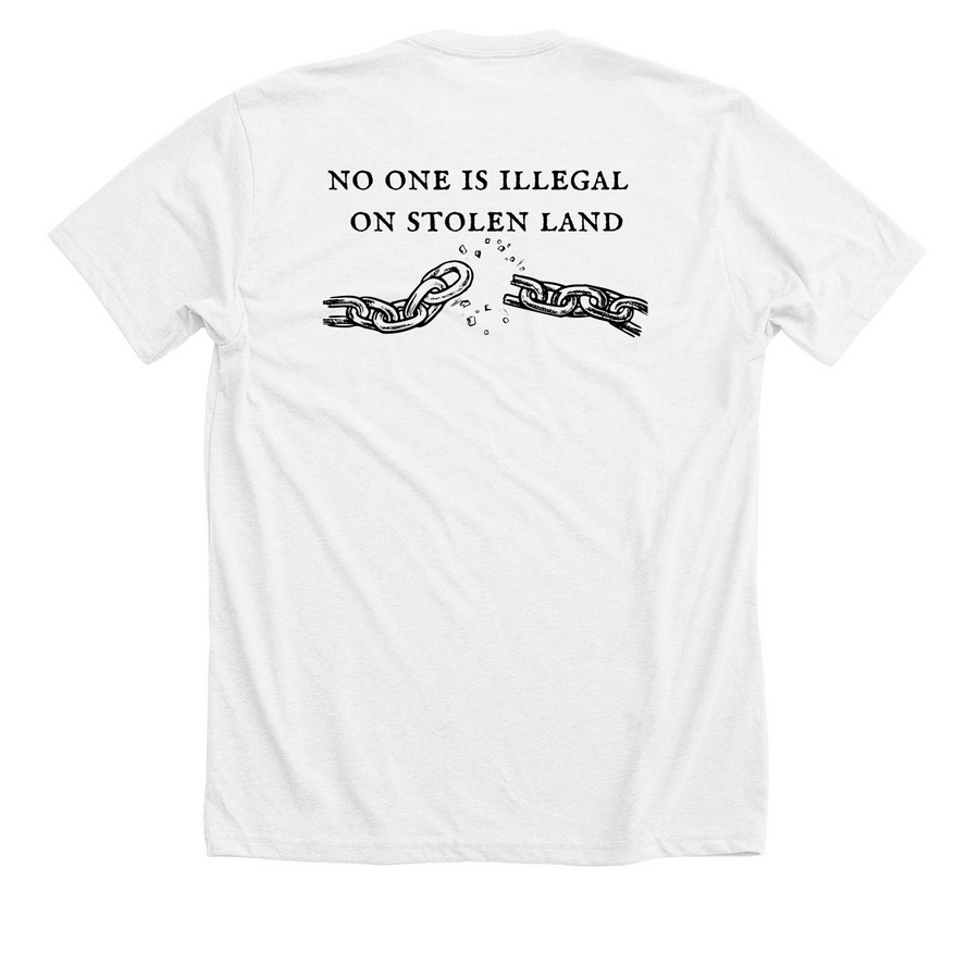 Fuck ICE, a Solid White Blend Premium Unisex Tee (back-view)