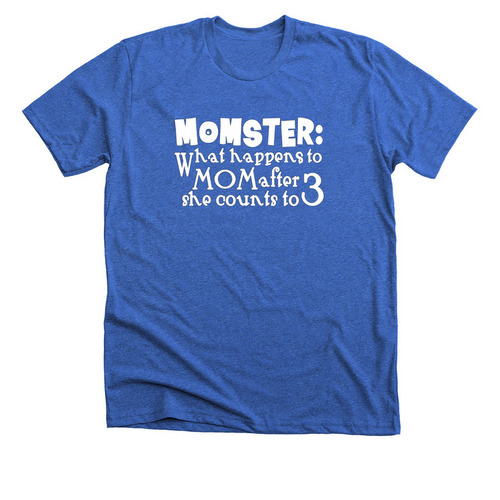 Momster, a Heather True Royal Premium Unisex Tee