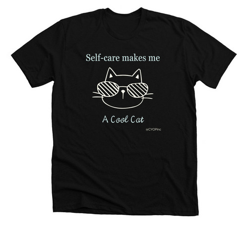 Self-care Makes me a Cool Cat, a Solid Black Blend Premium Unisex Tee