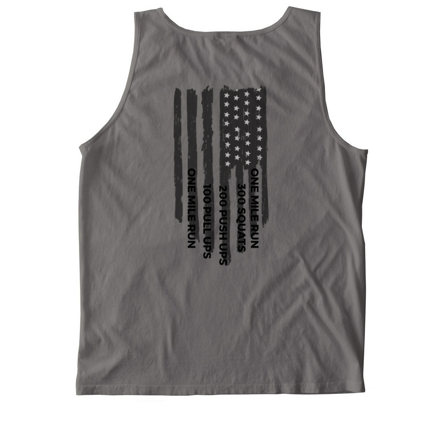Murph Shirts - Black Text, a Pepper Comfort Colors Tank Top (back-view)
