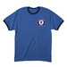 San Antonio Blues badge, a Heather Royal/ Navy Cotton Ringer Tee