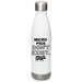 Micro Pigs Don't Exist Water Bottle, a White Stainless Steel Water Bottle (back-view)
