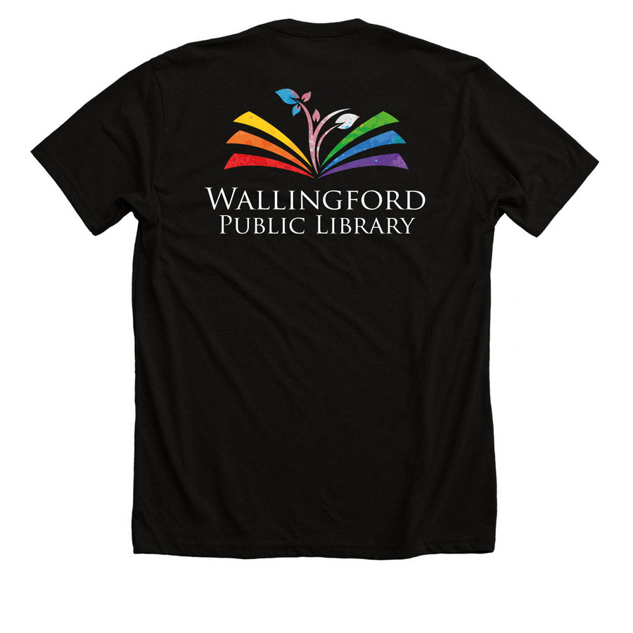 Libraries Are For Everyone, a Solid Black Blend Premium Unisex Tee (back-view)