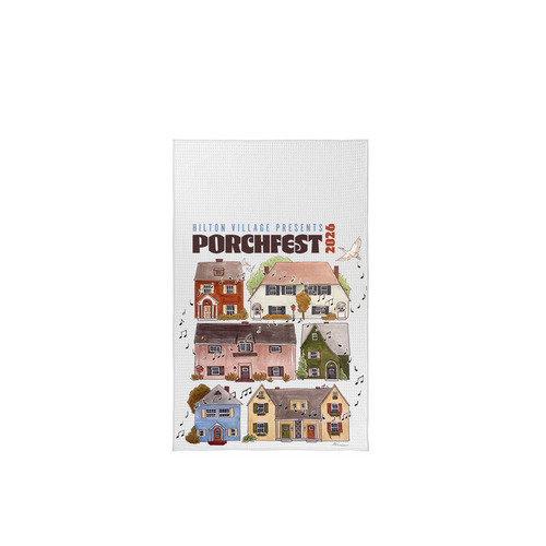 Porchfest Tea Towel, a White Tea Towel