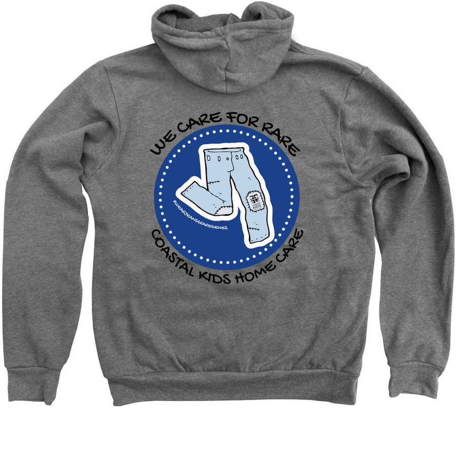 WE CARE FOR RARE, a Deep Heather Zip Up Hoodie (back-view)