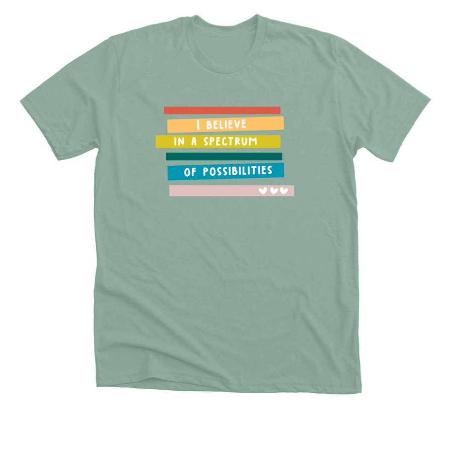 A Spectrum of Possibilities, a Heather Dusty Blue Premium Unisex Tee