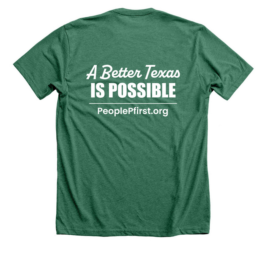 hot people vote locally, a Heather Grass Green Premium Unisex Tee (back-view)