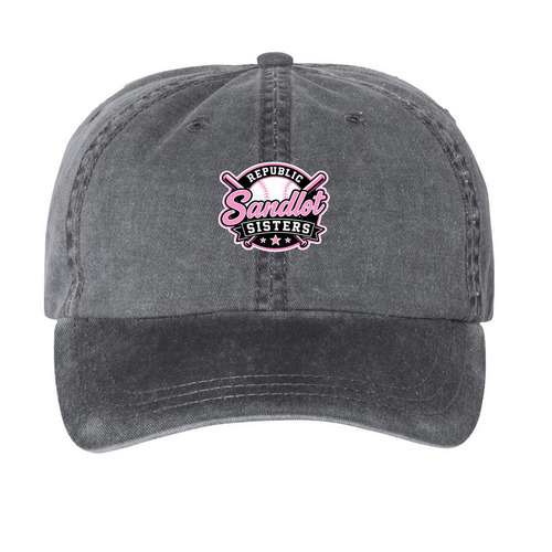 Sandlot Sisters Hats, a Black Printed Pigment Dye Baseball Cap