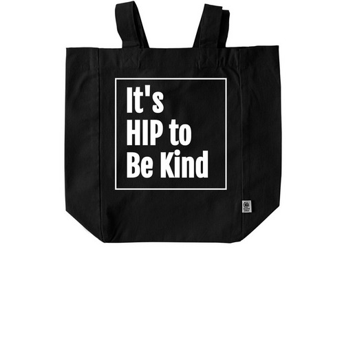 Humanity In Progress, HIP, a Black Recycled Cotton Tote Bag