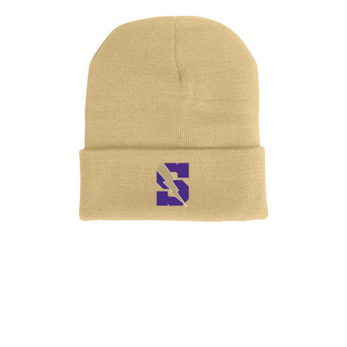 Sayville Beanie, a Camel Printed Cuffed Beanie