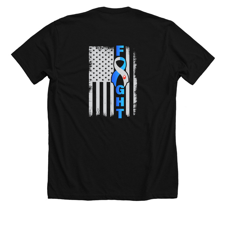 Fight Flagg on Back, a Solid Black Blend Premium Unisex Tee (back-view)