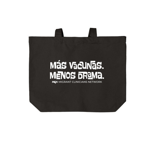 M?s Vacunas, Menos Drama&nbsp;bolsa de tela, a Deep Black Cotton Canvas Tote Bag