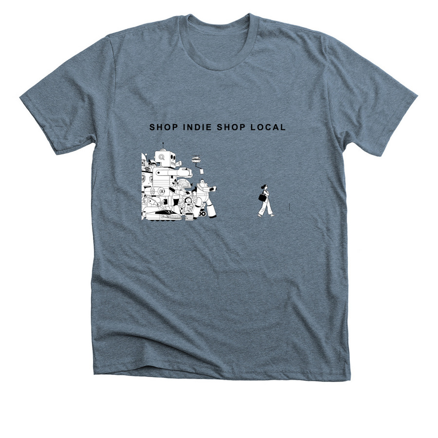 Indie Bookstore Day 2025, a Heather Slate Premium Unisex Tee