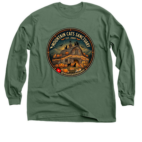 Mountain Cats Sanctuary Halloween&nbsp;, a Military Green Classic Long Sleeve Tee