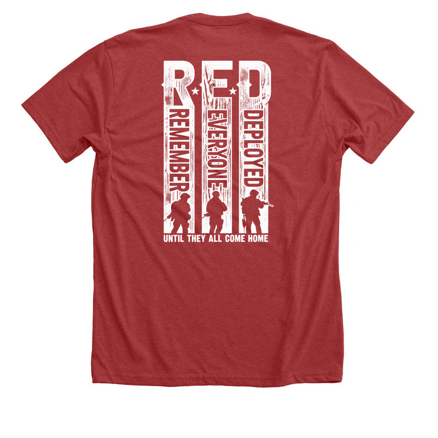 R.E.D Coffee Bunker, a Heather Canvas Red Premium Unisex Tee (back-view)
