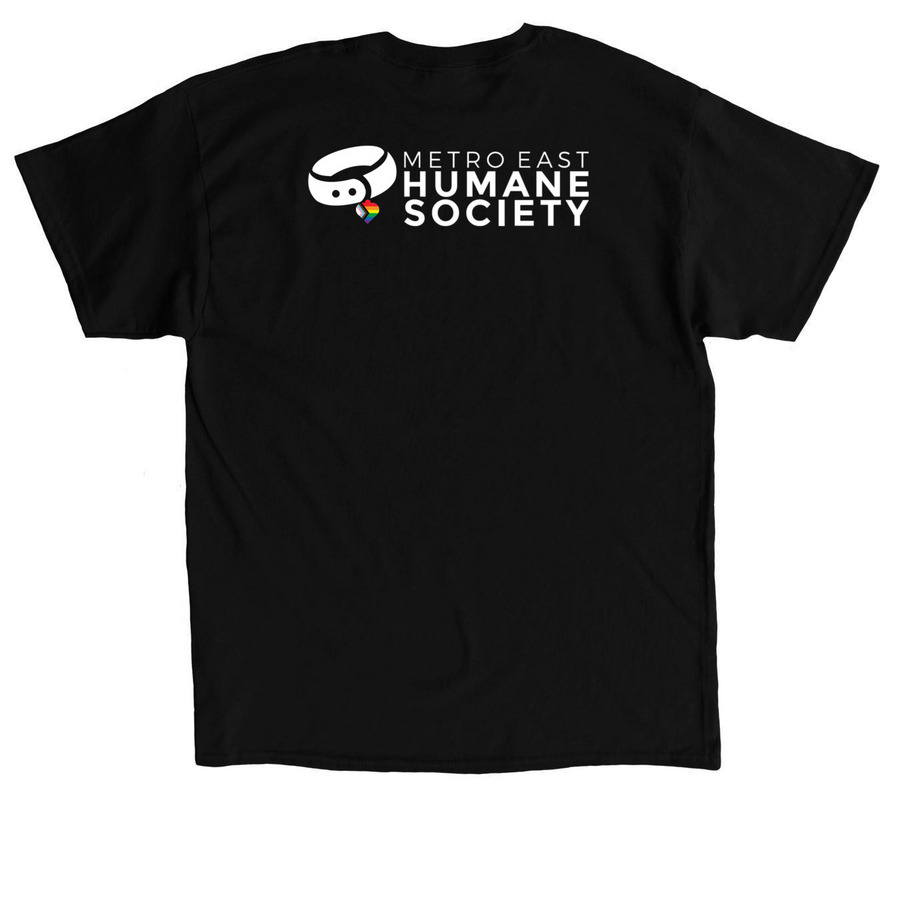 here for the gays & strays, a Black Classic Unisex Tee (back-view)
