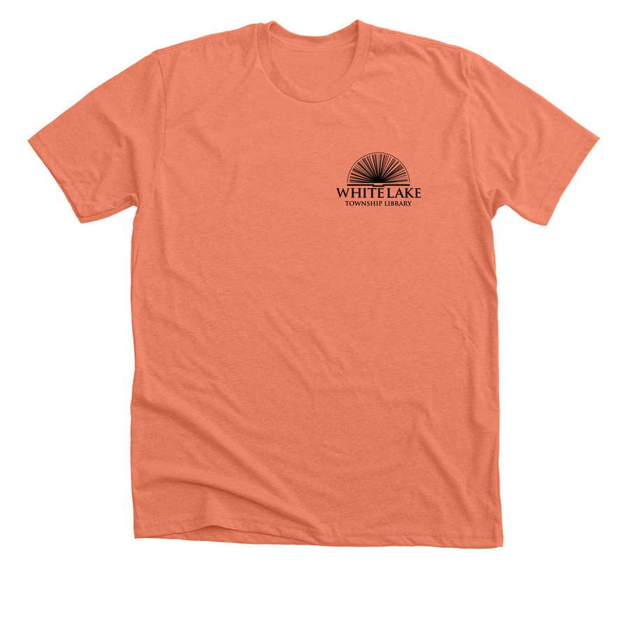 WLTL - Sm Logo Black, a Heather Sunset Premium Unisex Tee