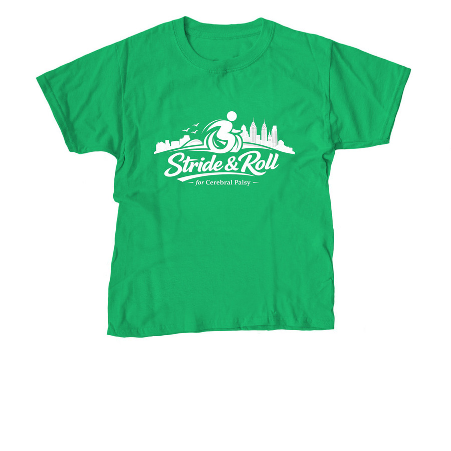 Stride and Roll for CP Clinic, a Irish Green Youth Unisex Tee