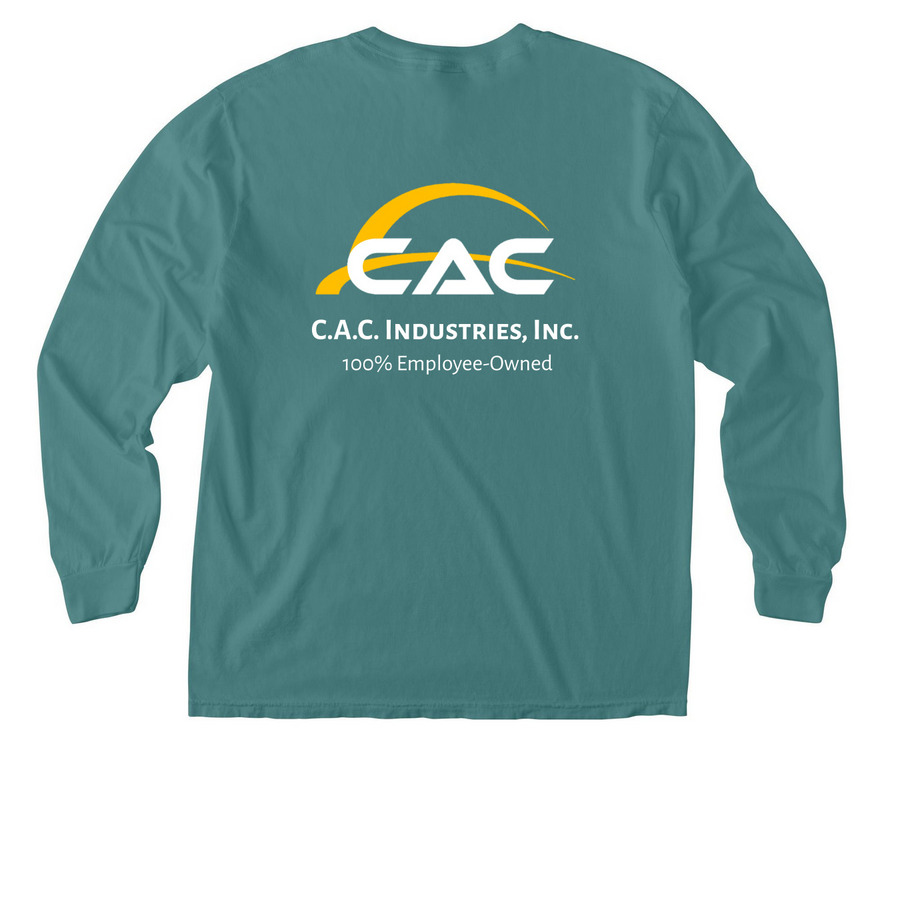 CAC Dark Pocket Tees with Front & Back Logo, a Seafoam Comfort Colors Long Sleeve Pocket Tee (back-view)