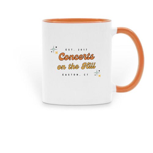 Concerts on the Hill Coffee Mugs, a Orange Two-Tone Ceramic Mug