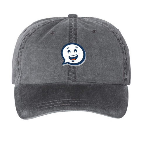Bravo Smiley Hats, a Black Printed Pigment Dye Baseball Cap