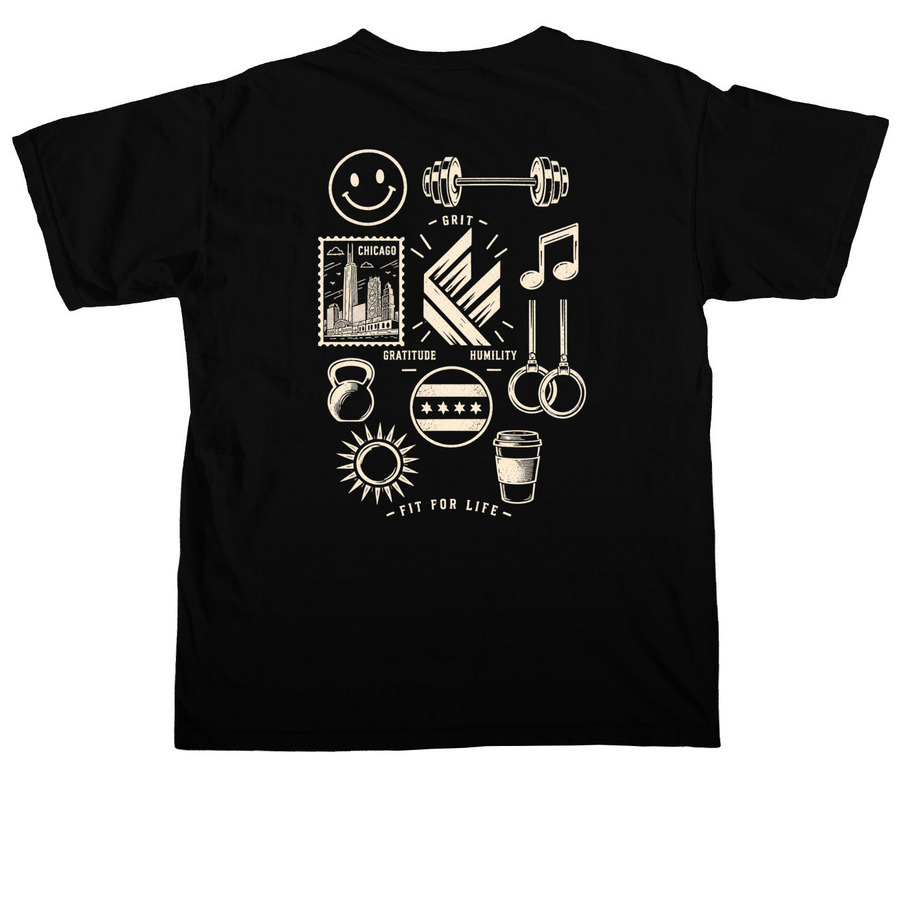 Fall Patchwork Merch, a Black Comfort Colors Unisex Tee (back-view)