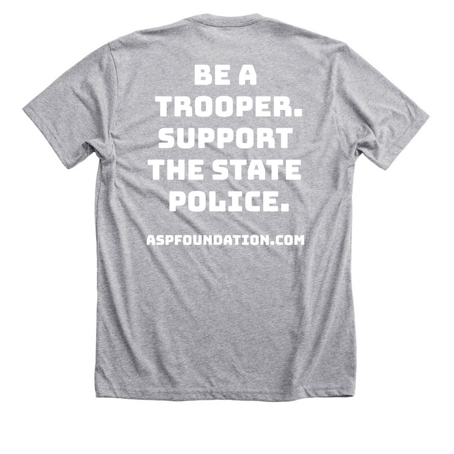 BE A TROOPER.&nbsp; SUPPORT THE ASP.&nbsp;, a Athletic Heather Premium Unisex Tee (back-view)