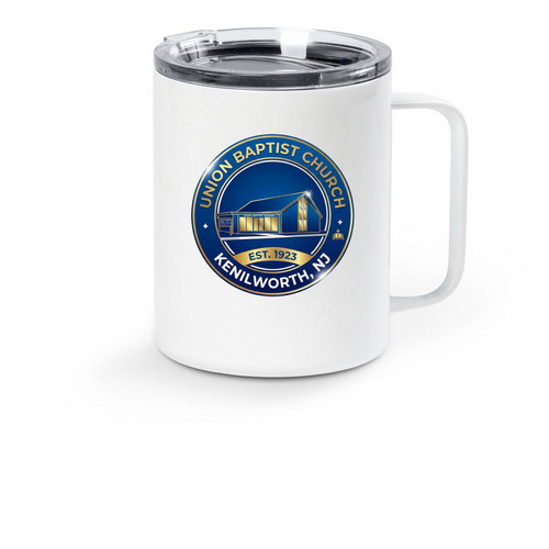UBC Logo/Vision Mug, a White Stainless Steel Travel Mug