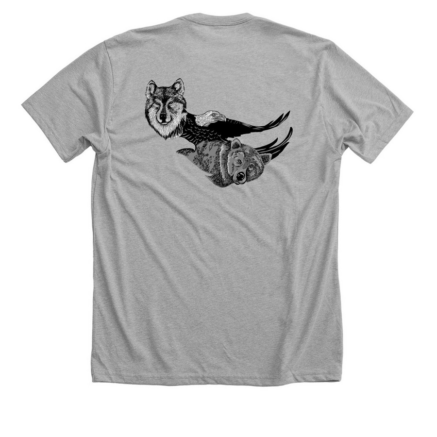 A Bit of Alaska, a Athletic Heather Premium Unisex Tee (back-view)