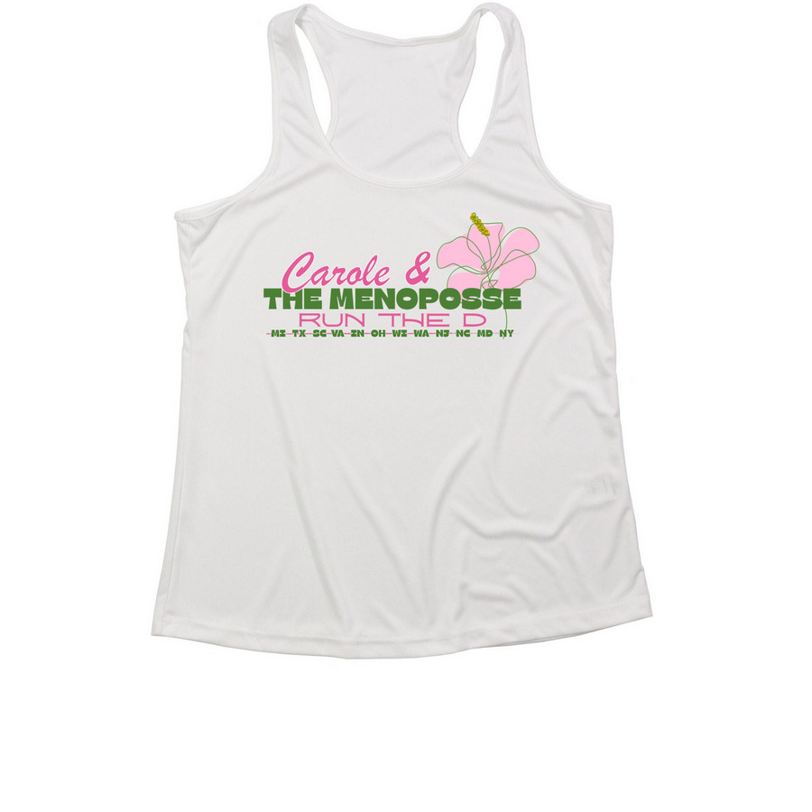 Run the D Activewear, a White Women's Performance Tank