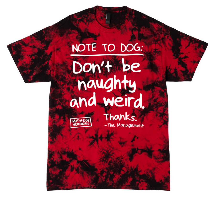 don't be naughty and weird, a Black/ Red Crystal Tie Dye Tee